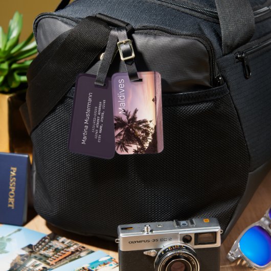 Étiquette À Bagage Maldives Ocean Indian Beach Sunset Island Souvenir (Recto & Verso)