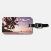 Étiquette À Bagage Maldives Ocean Indian Beach Sunset Island Souvenir (Devant horizontal)