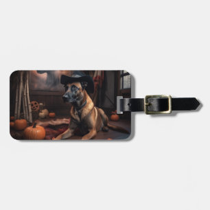 Étiquette À Bagage Malinois Belge Citrouilles Halloween Épouvantable