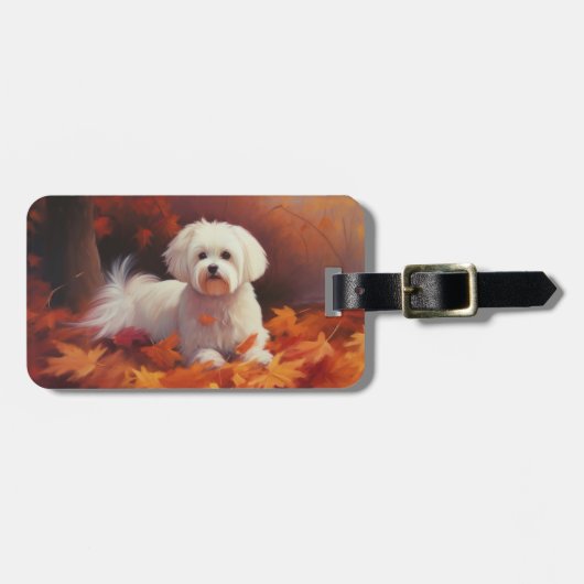 Étiquette À Bagage Maltais en automne Feuilles automne Inspiration (Devant horizontal)