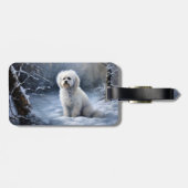 Étiquette À Bagage Maltais Laisser Neige Noël (Dos horizontal)