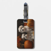 Étiquette À Bagage Malti tzu Puppy Citrouille d'automne (Dos Vertical)