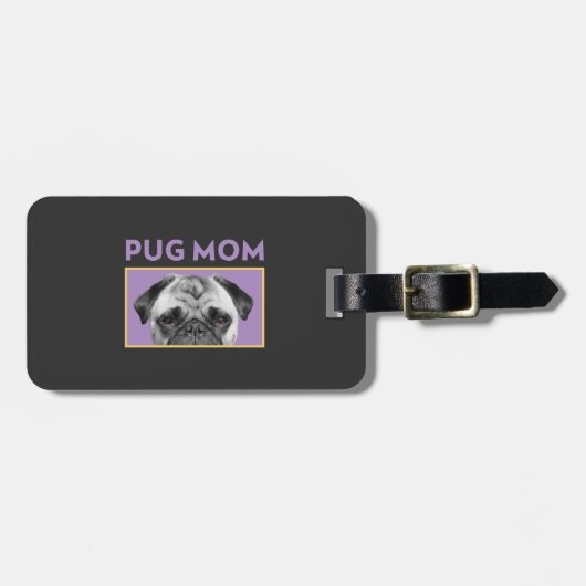 Étiquette À Bagage Maman de Pug (Devant horizontal)