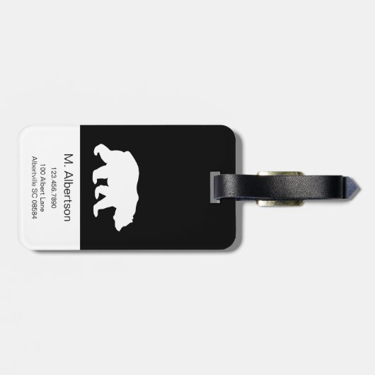 Étiquette À Bagage Maman noire et blanche Bear Silhouette de (Dos horizontal)