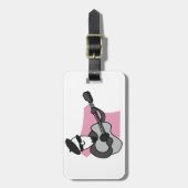 Étiquette À Bagage Man Wearing Beret Playing Acoustic Guitar (Devant Vertical)