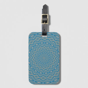 Étiquette À Bagage Mandala à effet de dôme bleu classique et cappucci