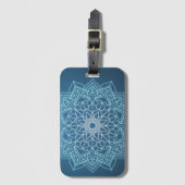 Étiquette À Bagage Mandala bleu clair et foncé (Devant Vertical)