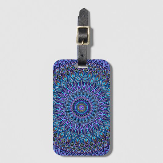 Étiquette À Bagage Mandala Boho Bleu Turquoise Purple Gold Magie (Devant Vertical)