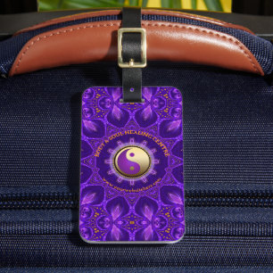 Étiquette À Bagage Mandala de guérison par l'énergie rose or pourpre
