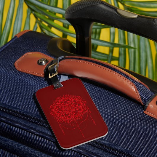 Étiquette À Bagage Mandala design burgundy Indian (Insitu Rectoal 1)