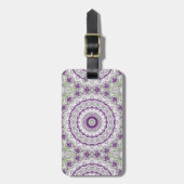 Étiquette À Bagage Mandala Médaillon en Violet et Vert (Devant Vertical)