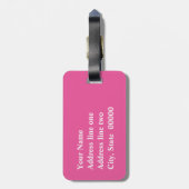 Étiquette À Bagage Mandala motif, rose chaud, noir et blanc (Dos Vertical)