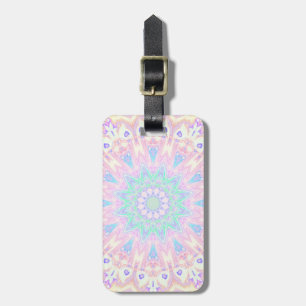 Étiquette À Bagage Mandala pastel coloré bohémien tripant lumineux