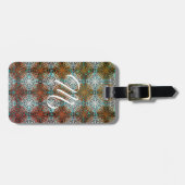 Étiquette À Bagage Mandala Peacock Boho Inspirations Monogramme (Devant horizontal)