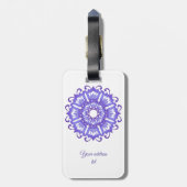 Étiquette À Bagage Mandala violet floral. Nom (Dos Vertical)