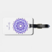 Étiquette À Bagage Mandala violet floral. Nom (Dos horizontal)