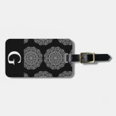 Étiquette À Bagage Mandalas blanc moderne Imprimer & Lettre initiale (Devant horizontal)