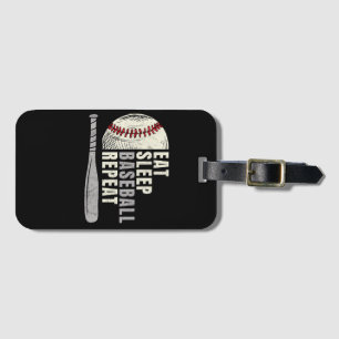 Étiquette À Bagage Manger Dormir Baseball Répéter Drôle Joueur de Bas