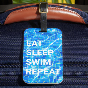 Étiquette À Bagage Manger Sommeil nage Répéter piscine aquatique aqua
