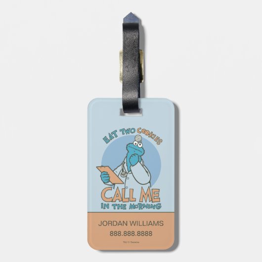 Étiquette À Bagage Mangez deux cookies, appelez-moi le matin (Dos Vertical)