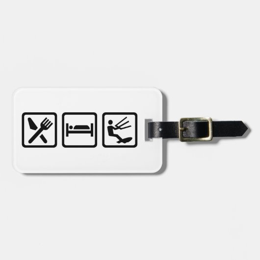 Étiquette À Bagage Mangez le kitesurf de sommeil (Devant horizontal)