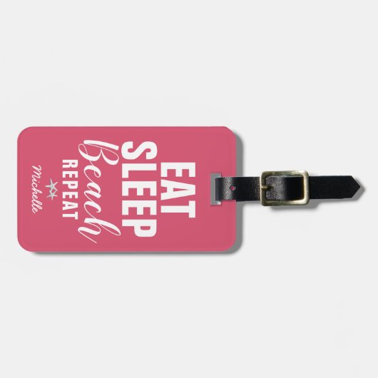 Étiquette À Bagage Mangez personnalisé Plage de sommeil Répéter les b (Devant horizontal)