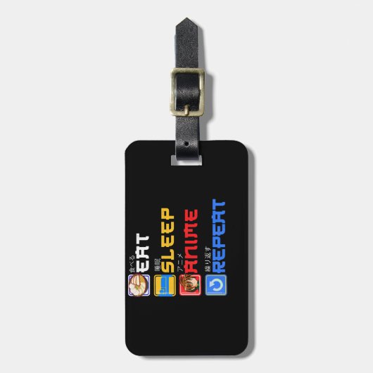 Étiquette À Bagage Mangez Sleep Anime Répétez L'Idée Cadeau Cosplayer (Devant Vertical)