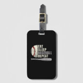 Étiquette À Bagage Mangez Sleep Baseball Répéter Funny Baseball Playe (Devant Vertical)