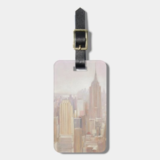 Étiquette À Bagage Manhattan dans la brume | New York City (Devant Vertical)