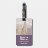 Étiquette À Bagage Manhattan dans la brume | New York City (Dos Vertical)