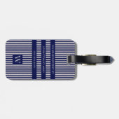 Étiquette À Bagage Manuscrit et rayures élégants de brosse de marine (Dos horizontal)