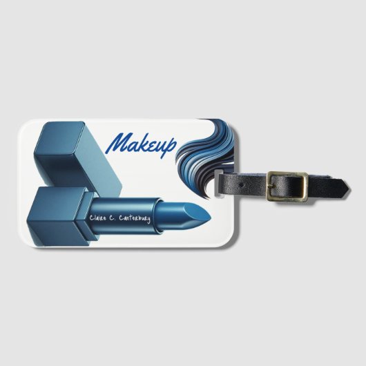 Étiquette À Bagage Maquillage en bâton bleu gras (Devant Horizontal)