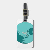 Étiquette À Bagage Marathonien autour du dessin du monde (Devant Vertical)