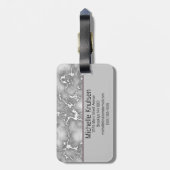 Étiquette À Bagage Marbre blanc élégant | Monogramme personnalisé (Dos Vertical)