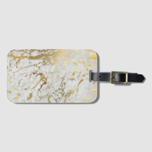 Étiquette À Bagage Marbre blanc et or (Devant Horizontal)