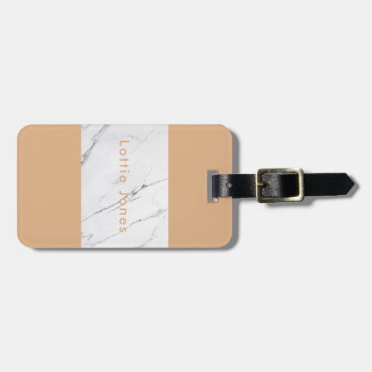 Étiquette À Bagage Marbre blanc Feuille d'or personnalisé Imprimer ét (Devant horizontal)