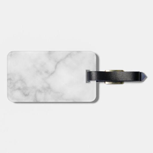 Étiquette À Bagage Marbre blanc Modern Script Nom personnalisé (Dos horizontal)