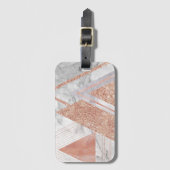 Étiquette À Bagage marbre blanc Rose or triangles géométriques (Devant Vertical)