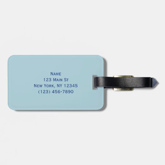 Étiquette À Bagage Marbre bleu blanc or (Dos horizontal)