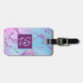 Étiquette À Bagage Marbre chic | Glam violet violet violet bleu Ombre (Devant horizontal)