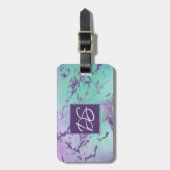 Étiquette À Bagage Marbre chic | Lavande violet et vert menthe (Devant Vertical)