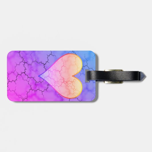 Étiquette À Bagage Marbre Coeur arc-en-ciel mignon (Dos horizontal)