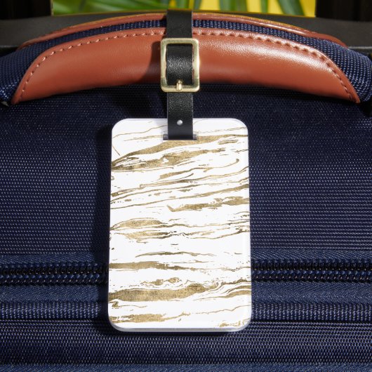 Étiquette À Bagage Marbre doré abstrait moderne (Insitu Rectoal 2)