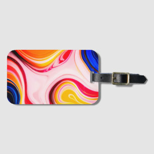 Étiquette À Bagage Marbre faux bleu rose jaune blanc tendance joli