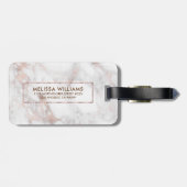 Étiquette À Bagage Marbre Faux or Rose (Dos horizontal)