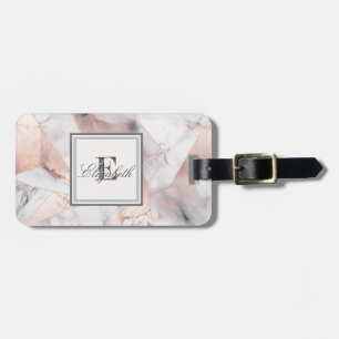 Étiquette À Bagage Marbre géométrique rose gold tendance