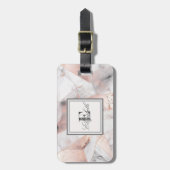 Étiquette À Bagage Marbre géométrique Rose or tendance (Devant Vertical)