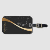 Étiquette À Bagage Marbre noir (Devant Horizontal)