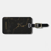 Étiquette À Bagage Marbre noir d'or (Devant horizontal)