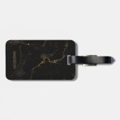 Étiquette À Bagage Marbre noir d'or (Dos horizontal)